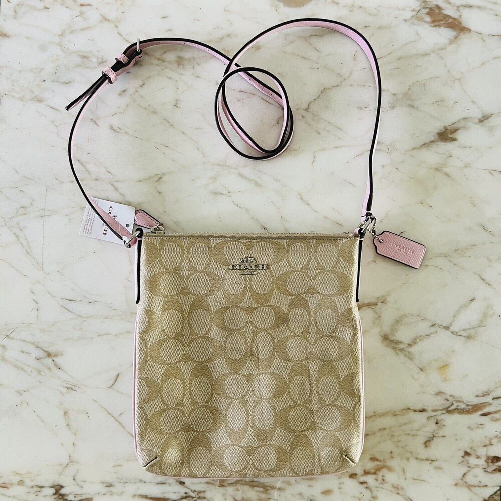 COACH Light Khaki Petal Signature Canvas Messenger Crossbody Bag